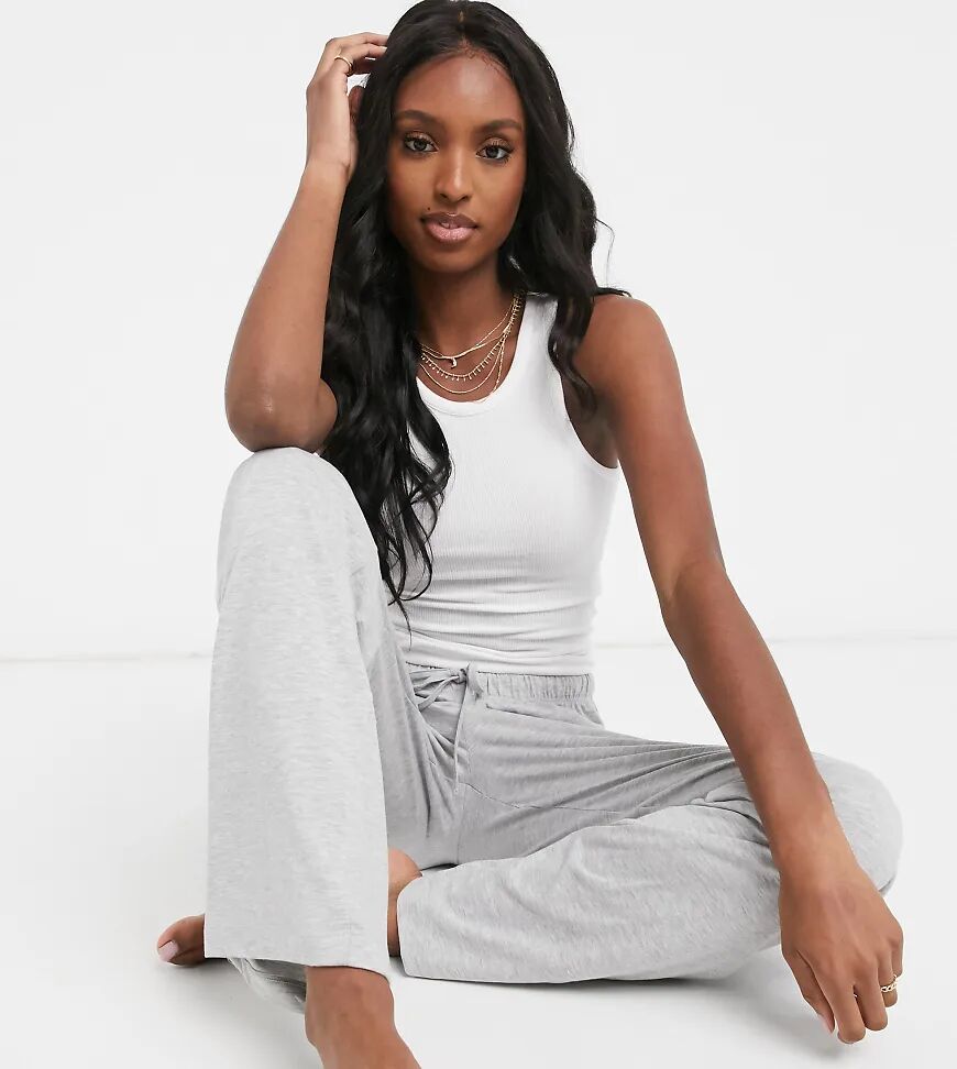 ASOS Tall ASOS DESIGN Tall mix & match straight leg jersey pyjama trouser in grey marl  Grey