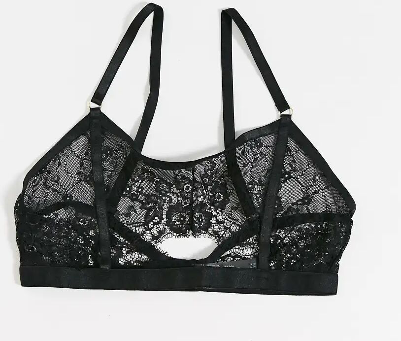 ASOS DESIGN Tristina lace bralet with cut out underboob-Black  Black