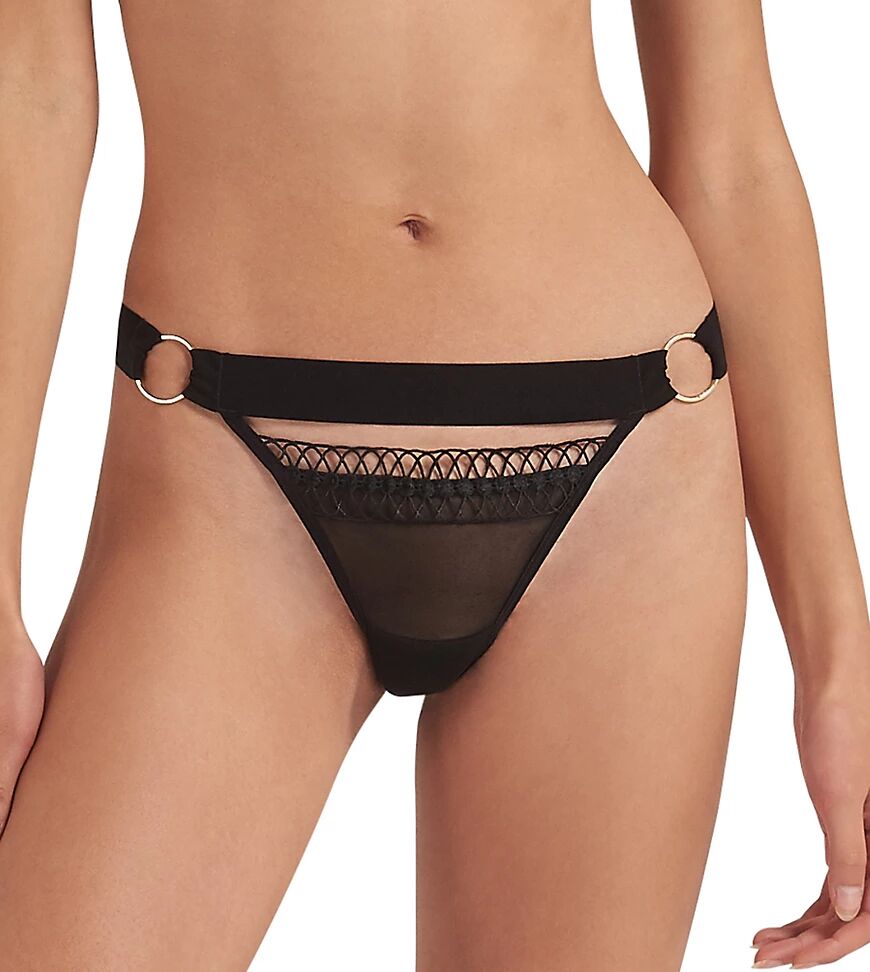 Bluebella Exclusive Mia thong with crochet trim in black  Black