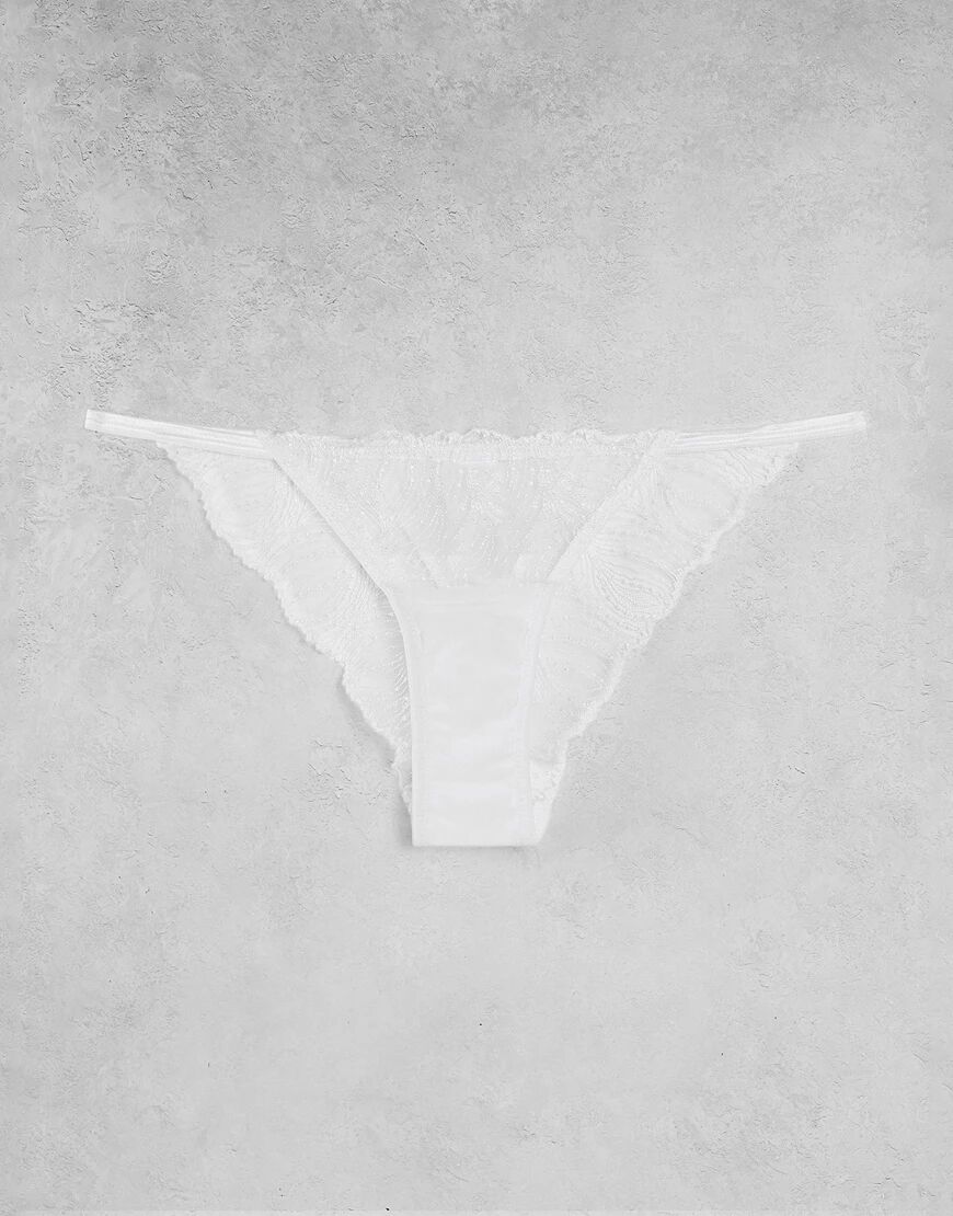 Bluebella Irena delicate lace tanga side brief in white  White