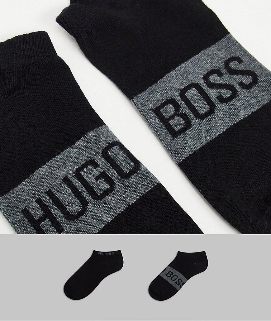 BOSS Bodywear BOSS 2 pack ankle socks with large logo in black  Black