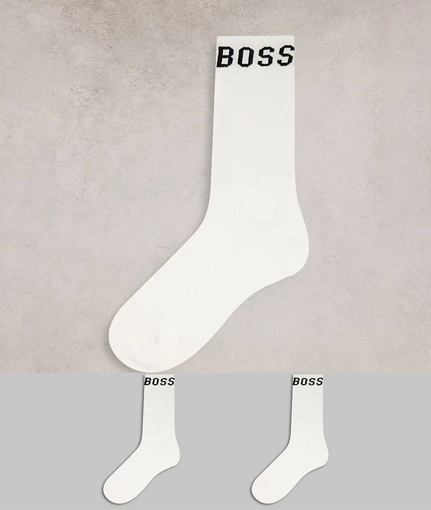 BOSS Bodywear BOSS 2 pack logo sport socks in white  White