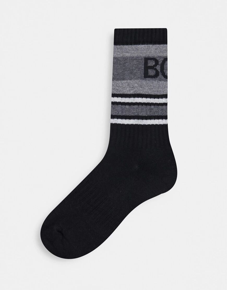 BOSS Bodywear BOSS ribbed logo socks in black  Black