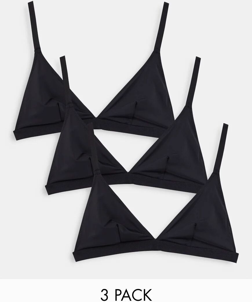 Brave Soul 3 pack microfibre triangle bra-Black  Black