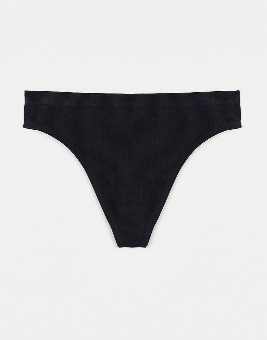 Brave Soul seamless thong in black  Black