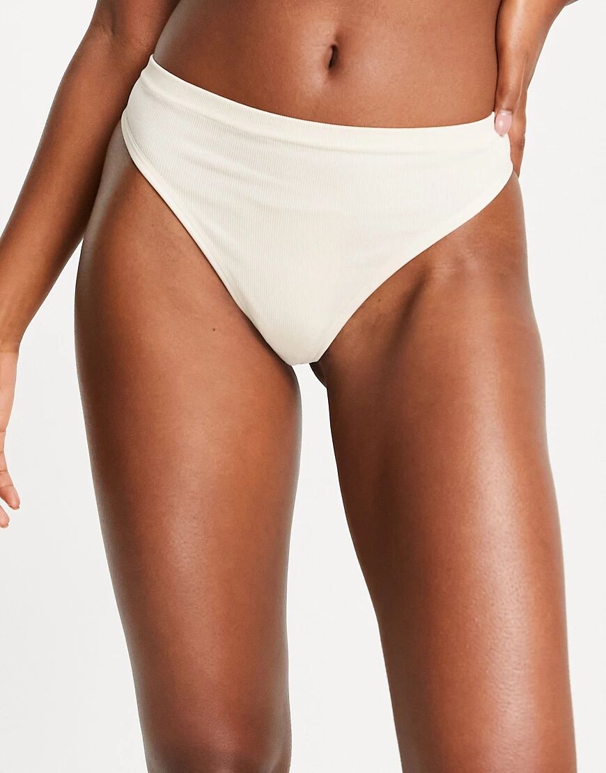 Brave Soul seamless thong in sand-White  White