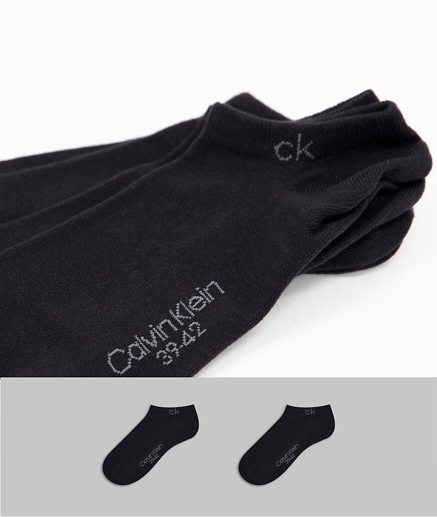 Calvin Klein Colin 2 pack trainer socks in black  Black