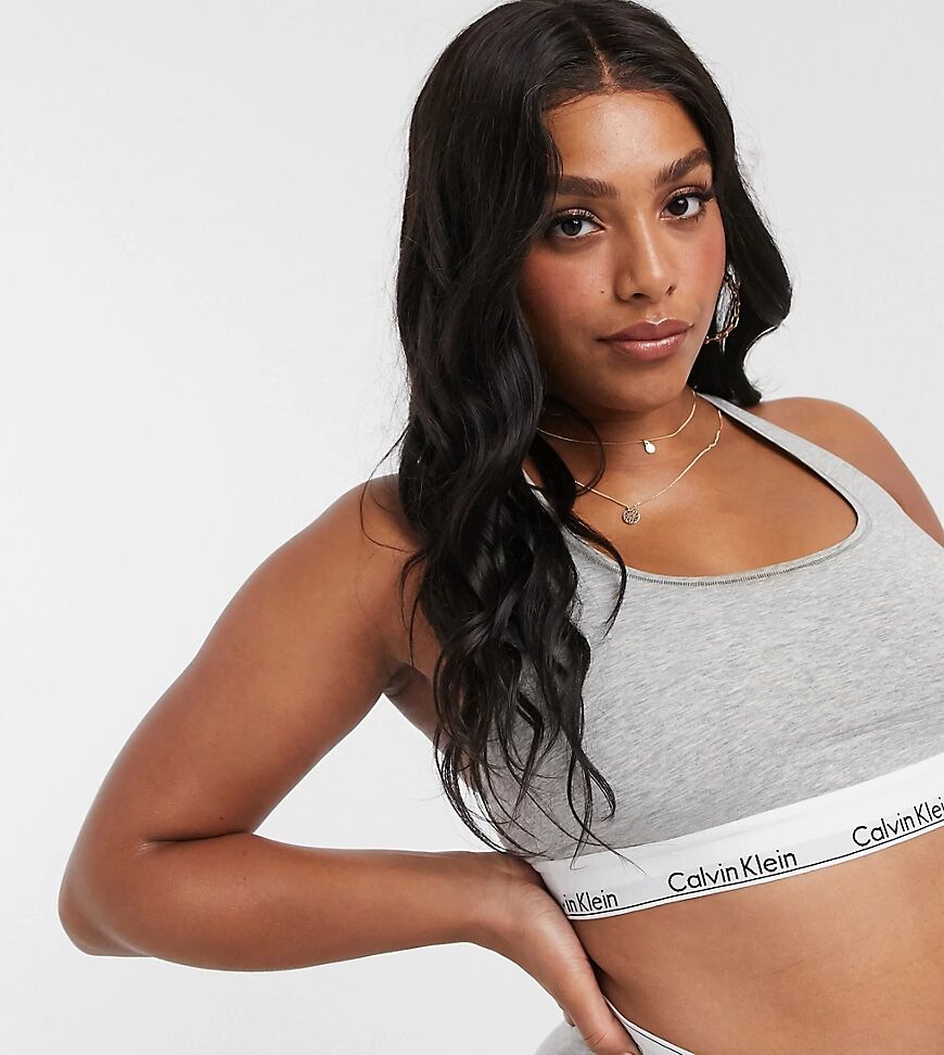 Calvin Klein plus size modern cotton bralette in grey  Grey