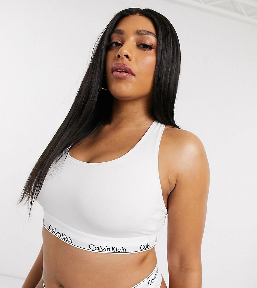 Calvin Klein Plus Size modern cotton bralette in white  White