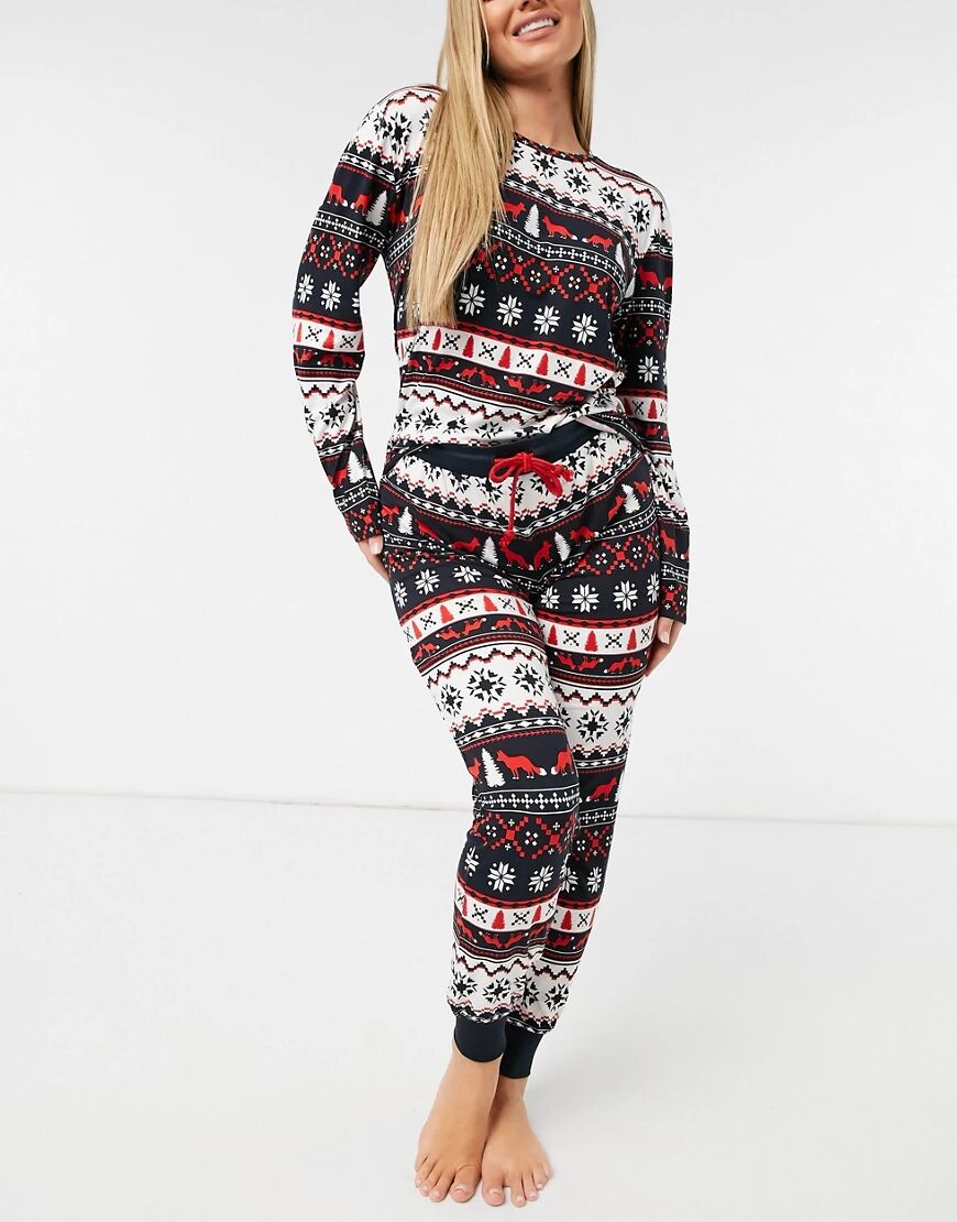 Chelsea Peers christmas fairisle long pyjama set-Multi  Multi