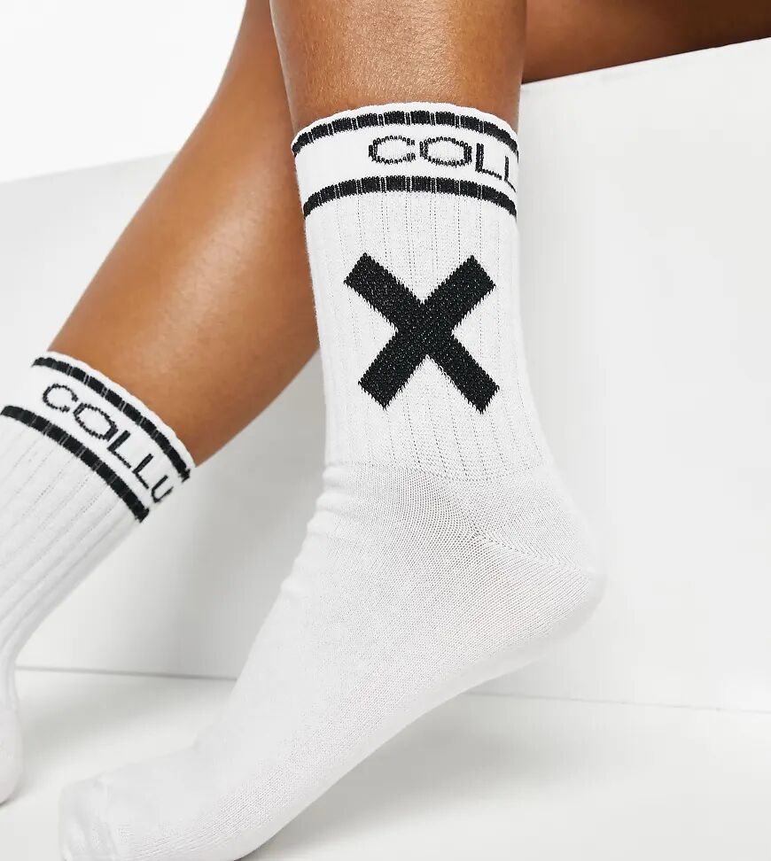 COLLUSION Unisex socks in white  White