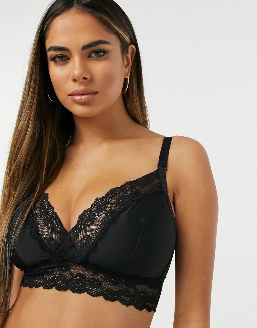 Curvy Kate Twice The Fun reversible non wired lace trim bralette in black and pink  Black