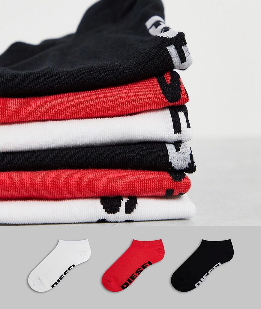 Diesel 3 pack socks in white/red/black-Multi  Multi