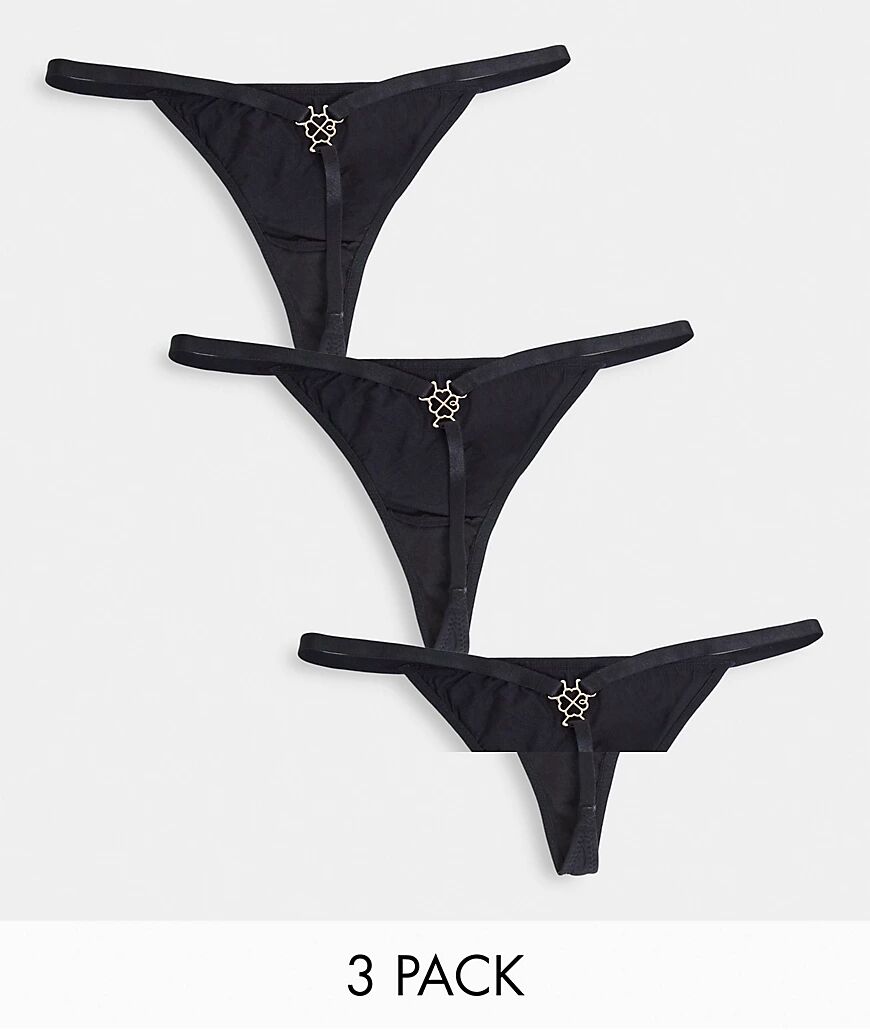 Dorina Fili recycled 3 pack string thong in black  Black