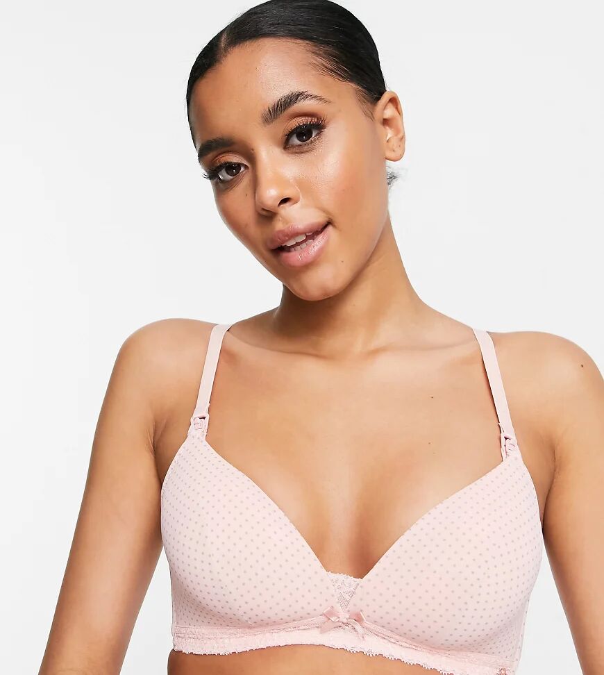 Dorina Juno recycled micro lightly padded wireless nursing bra in pink spot print  Pink