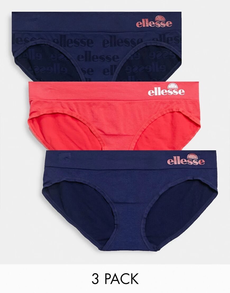 Ellesse 3 pack briefs seamfree briefs in navy and red-Blue  Blue