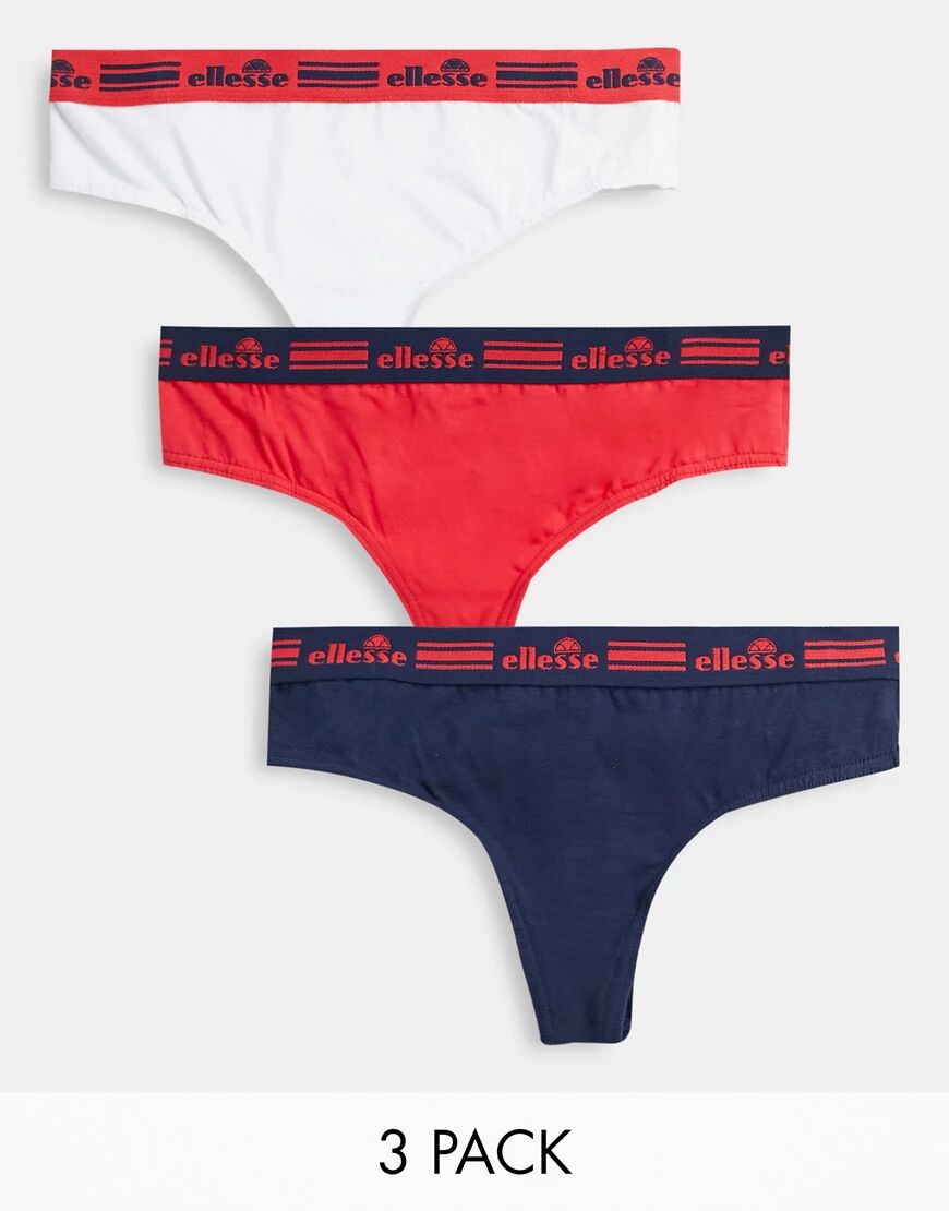 Ellesse 3 pack thongs in navy/red/white-Blue  Blue