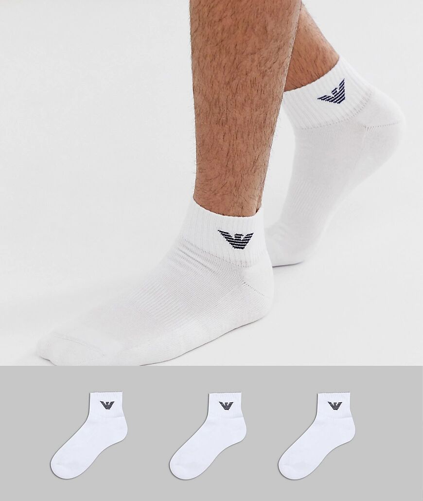 Emporio Armani Bodywear Emporio Armani 3 pack trainers socks in white  White