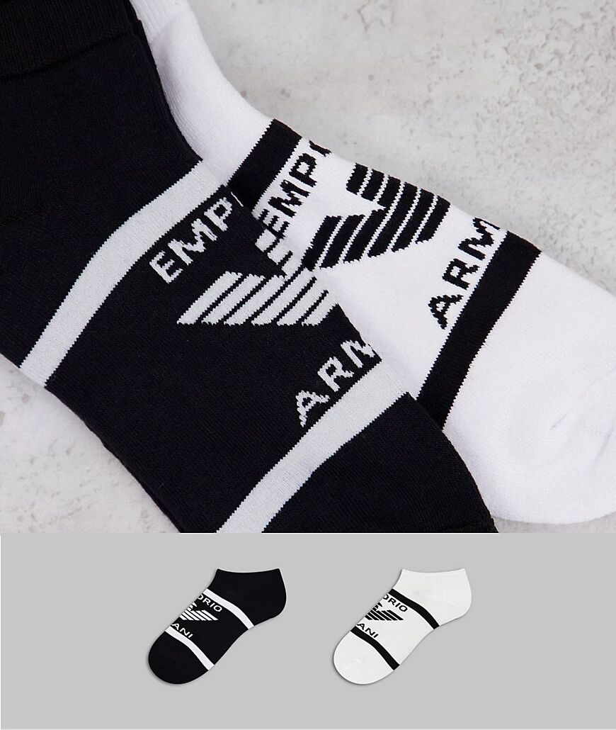 Emporio Armani Bodywear 2 pack in-shoe socks in black/ white-Multi  Multi