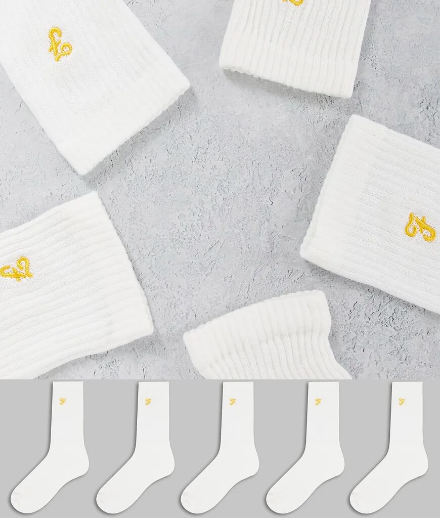 Farah Ayres 5 pack sport socks in white  White