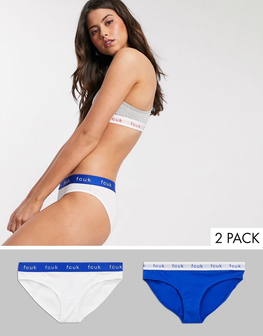 French Connection FCUK 2 pk brief in blue & white-Multi  Multi