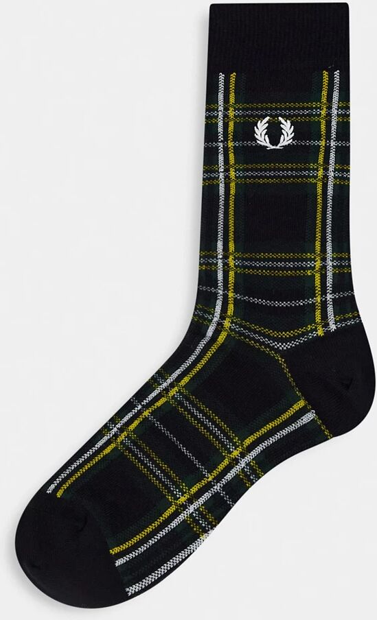 Fred Perry stewart tartan socks in black  Black