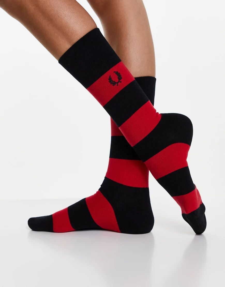 Fred Perry stripe socks in red  Red