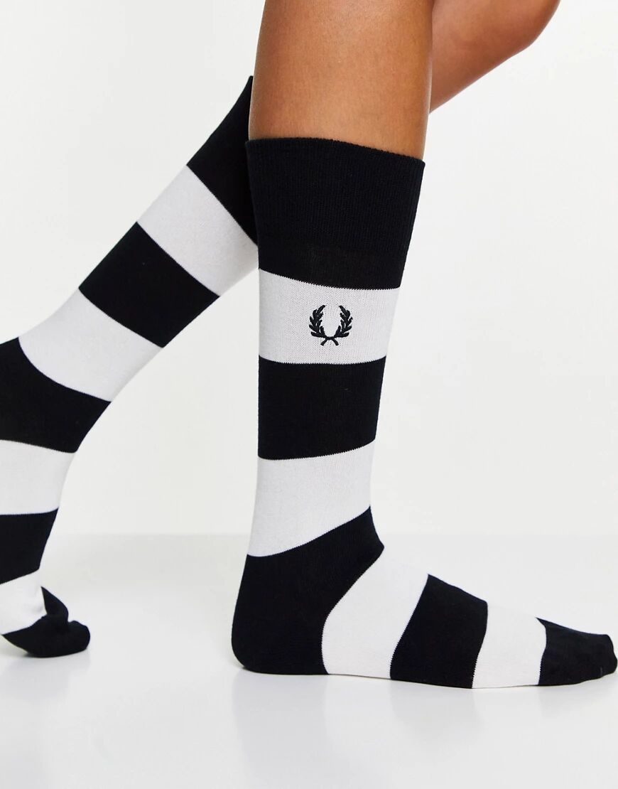 Fred Perry stripe socks in white  White