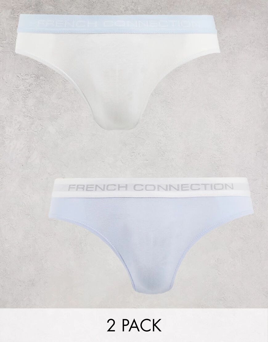 French Connection 2 pack briefs in white saltwater blue mix-Multi  Multi