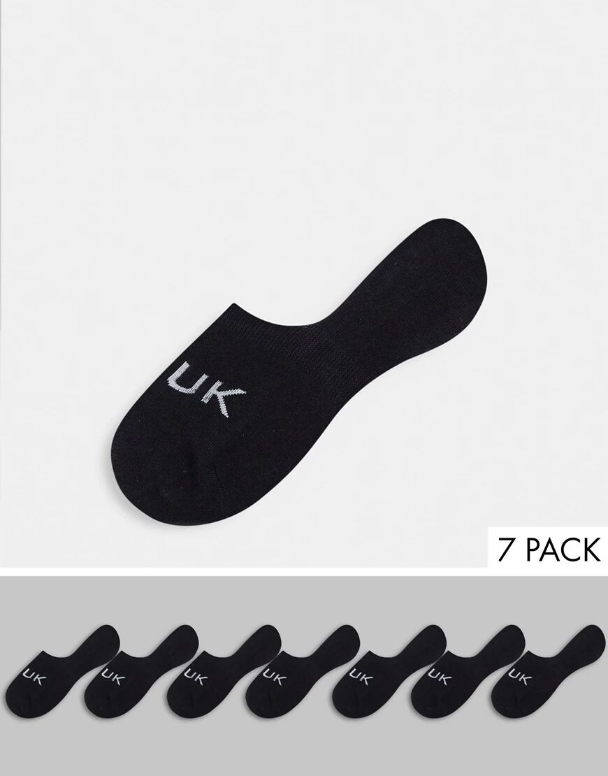 French Connection 7 pack invisible socks in black  Black