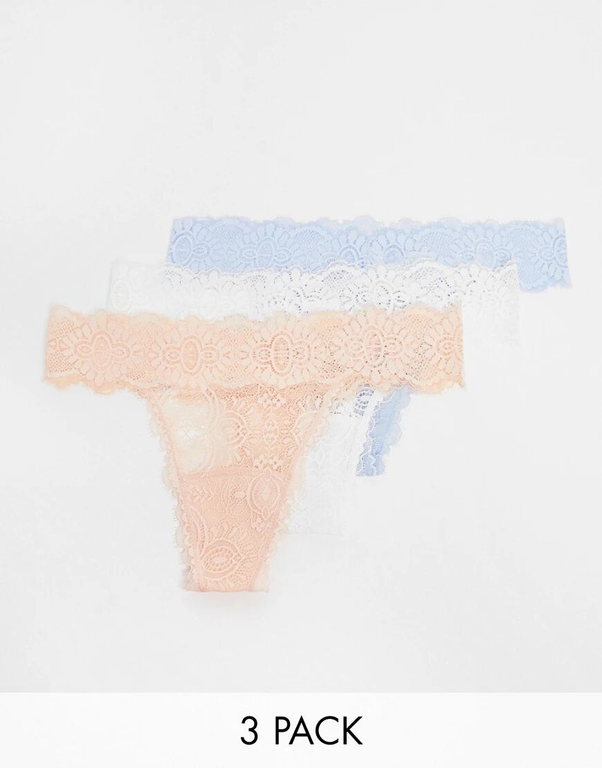 Gilly Hicks 3 pack lace thong in pastel multi  Multi