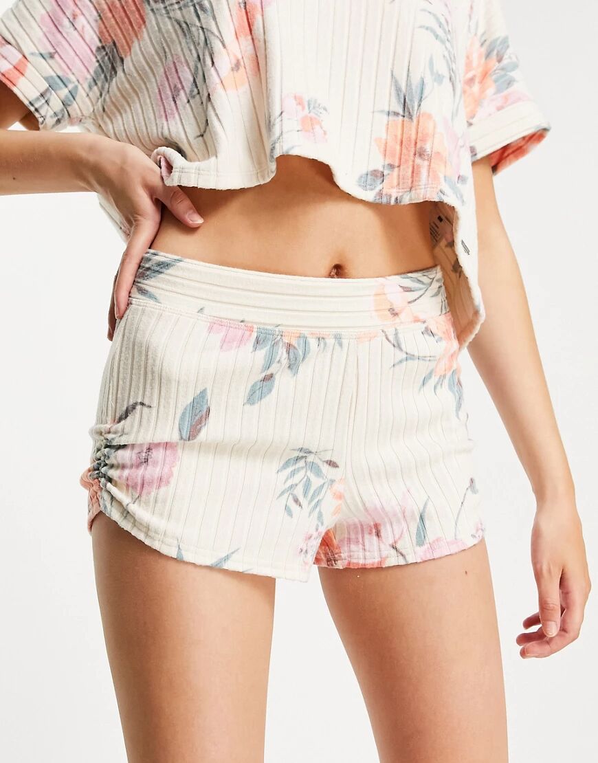 Gilly Hicks co-ord pyjama short in floral print-White  White