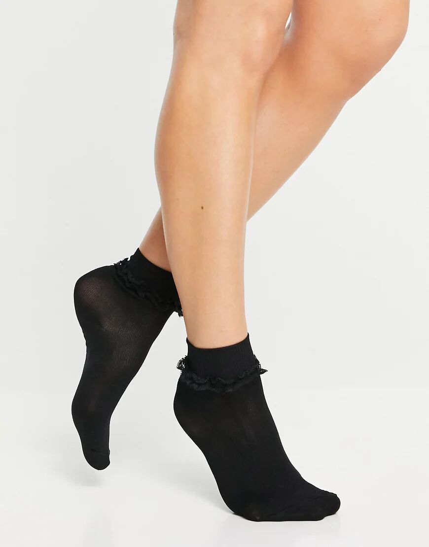 Gipsy frill ankle sock in black  Black