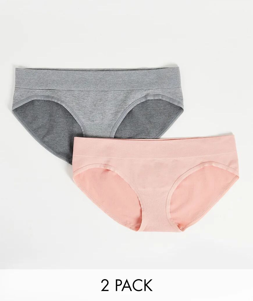 Green Treat 2 pack seam free briefs in dusky pink and grey marl  Pink