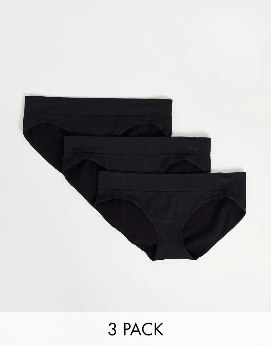 Green Treat 3 pack seam free brief in black  Black