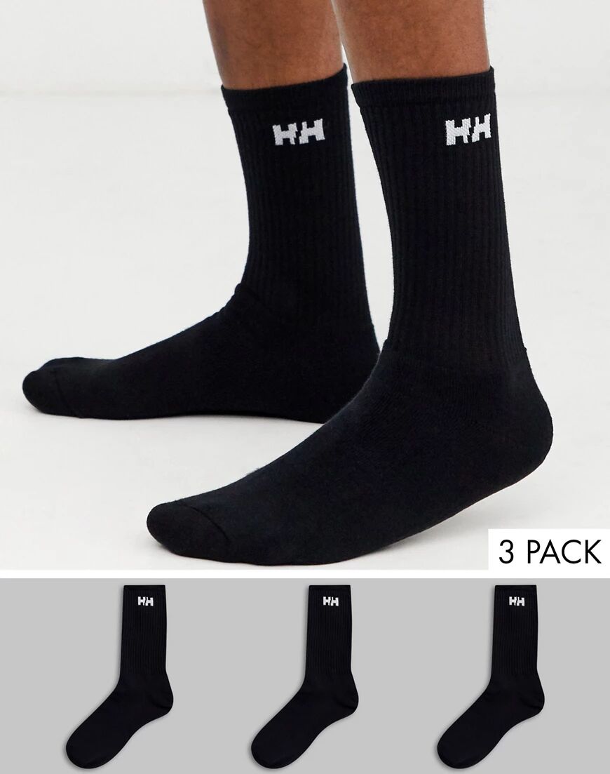 Helly Hansen 3 pack logo socks in black  Black