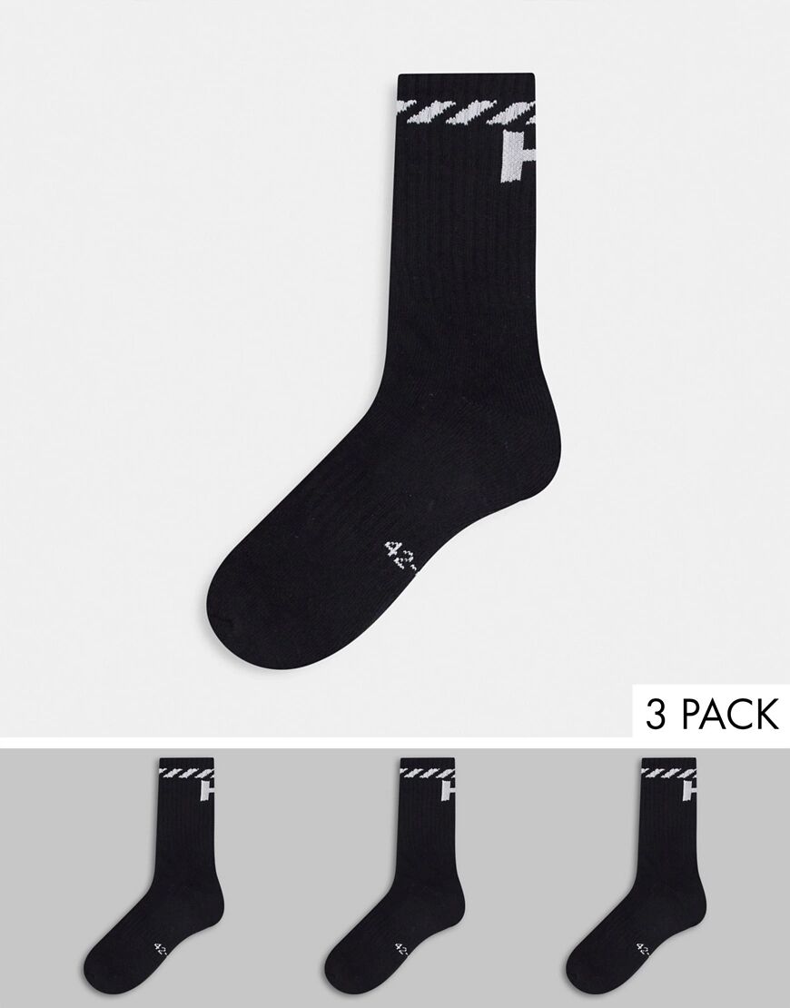 Helly Hansen 3 pack logo socks in black  Black