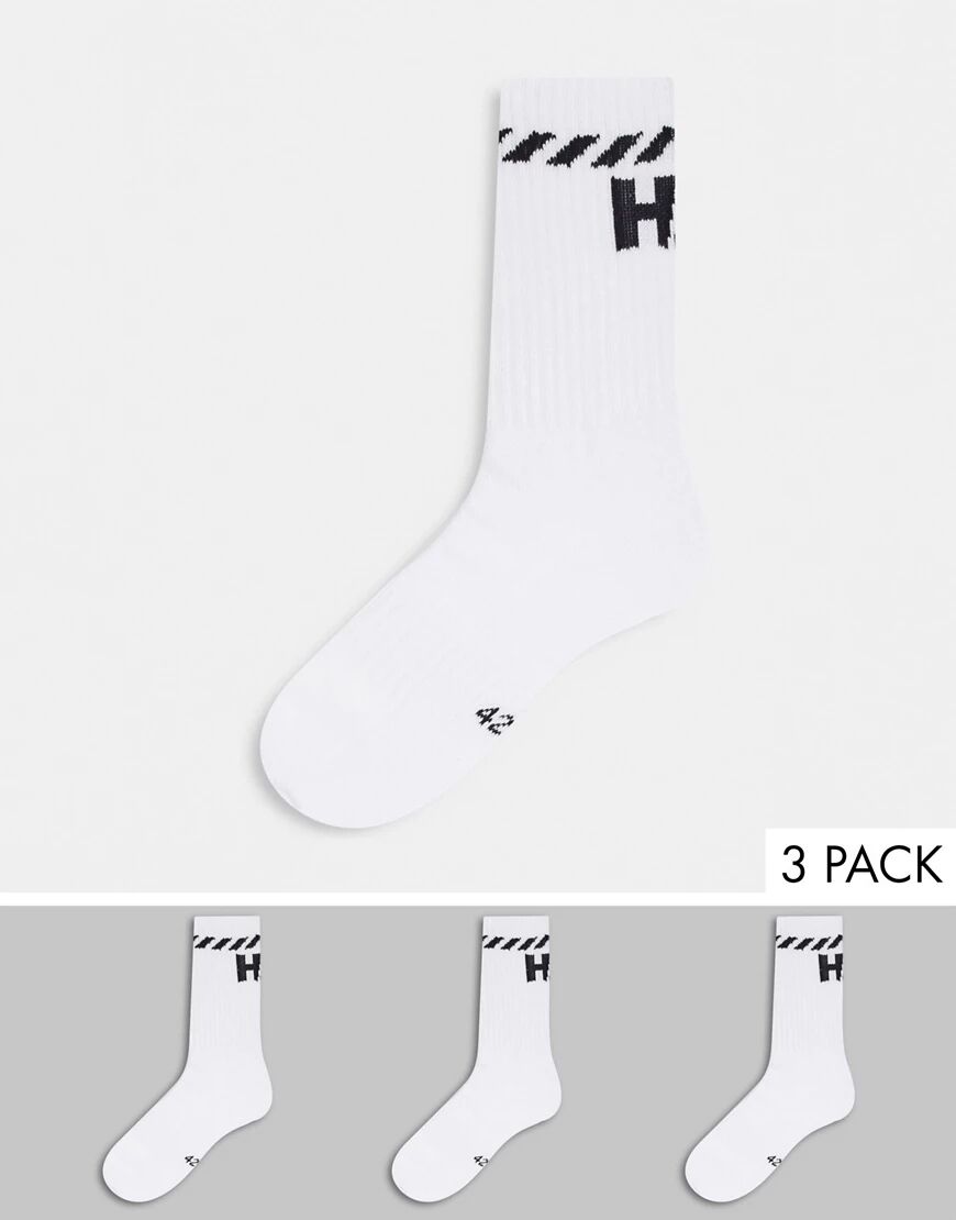 Helly Hansen 3 pack logo socks in White  White