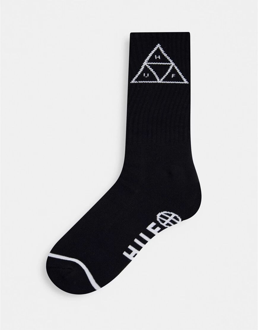 HUF triple triangle socks in black  Black