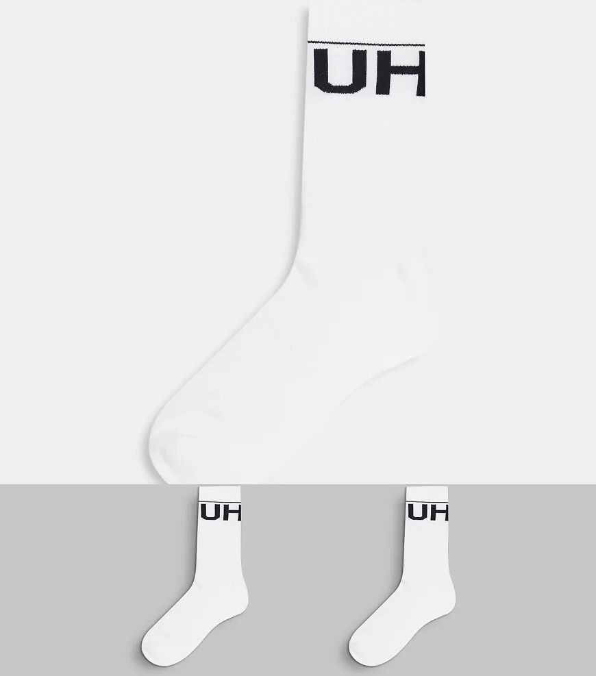 HUGO Bodywear Hugo 2 pack rib logo socks in white  White