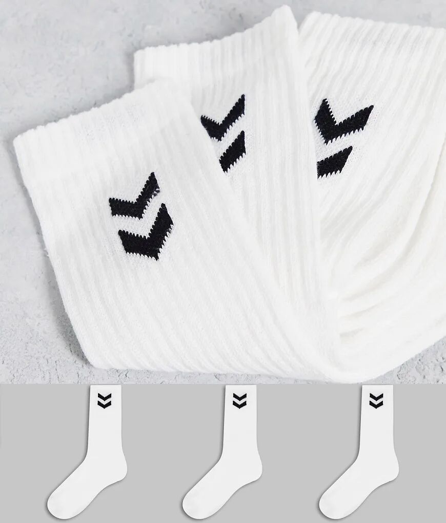 Hummel 3 pack basic socks in white  White