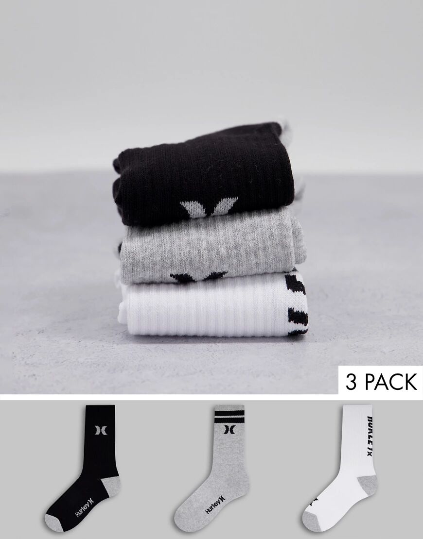 Hurley Terry 3 pack socks in multi-White  White