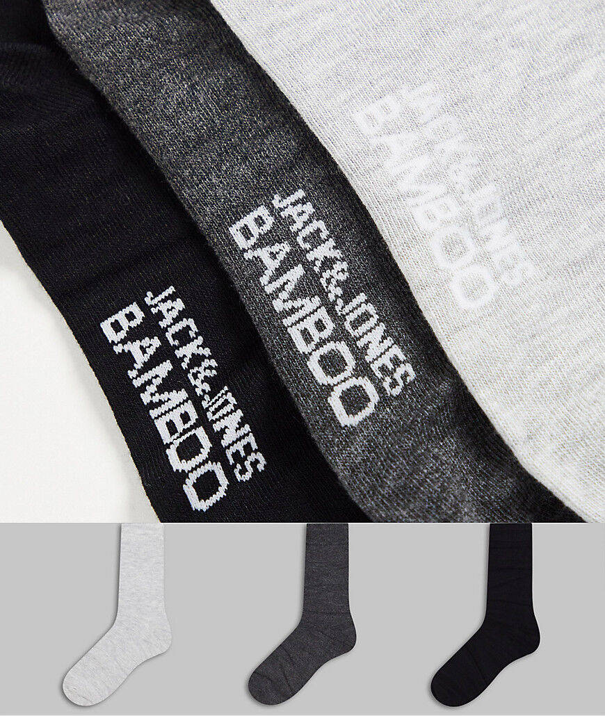 Jack & Jones 3 pack giftbox socks in black and grey scale  Grey