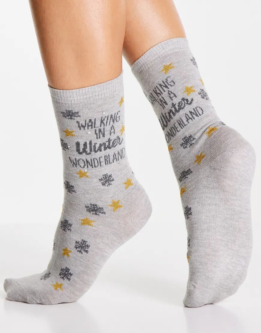 Jonathan Aston cotton winter wonderland sock in grey  Grey