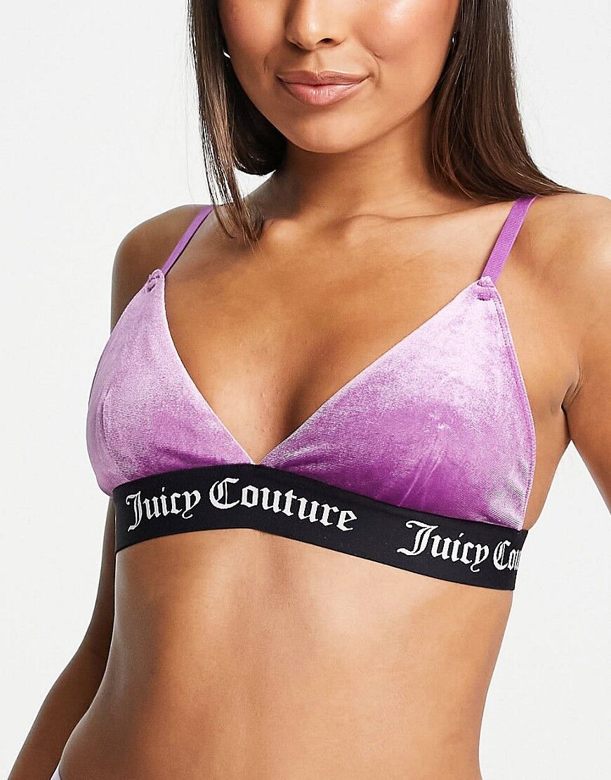 Juicy Couture velvet triangle bra co-ord with branded elastic in pink  Pink