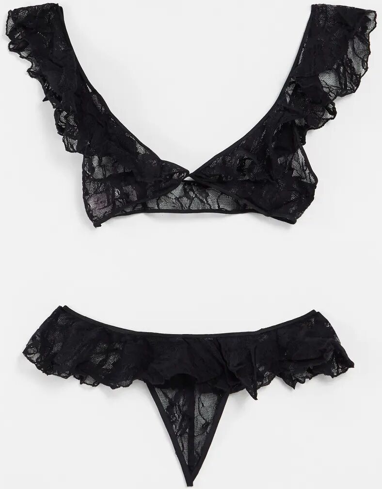 Leg Avenue ruffle lingerie set in black  Black