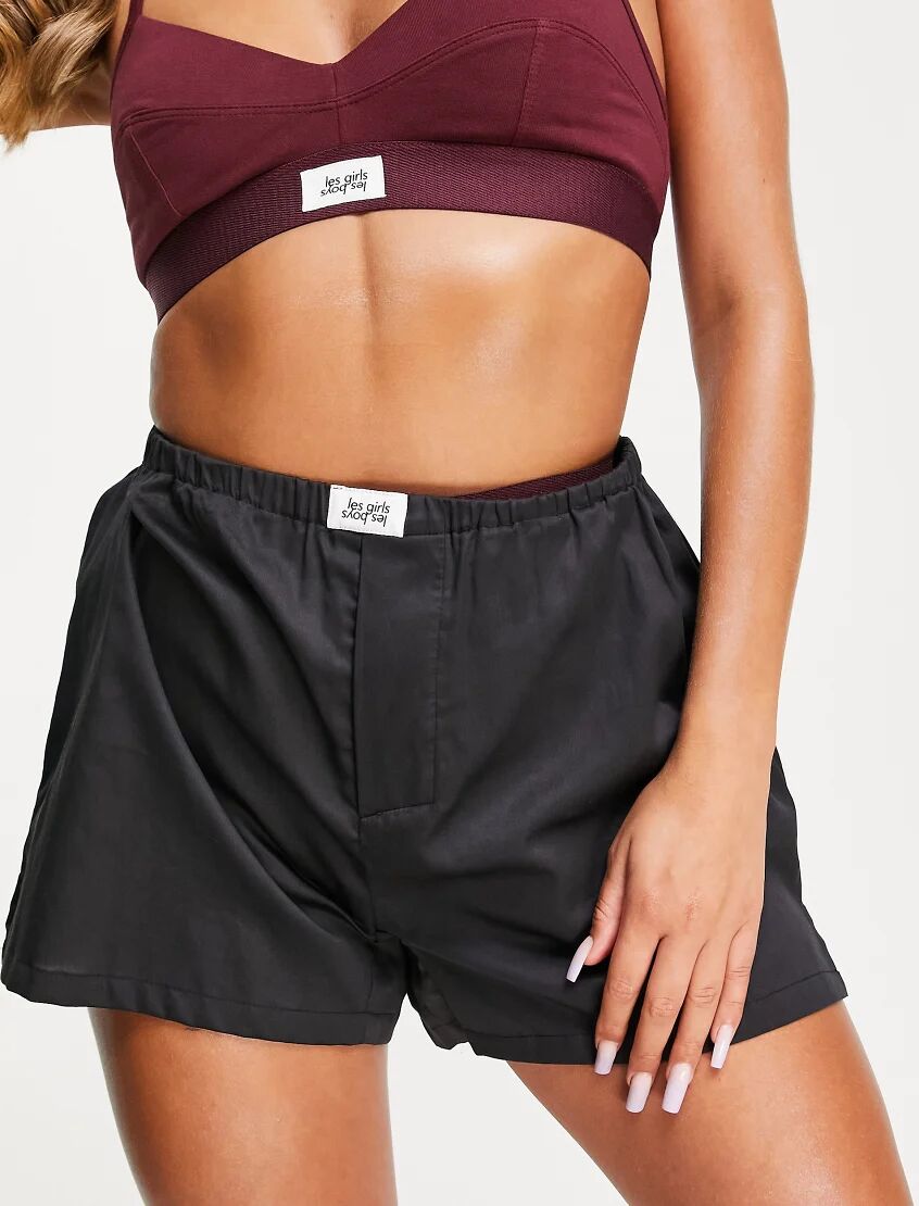 Les Girls Les Boys cotton boxer short in black  Black