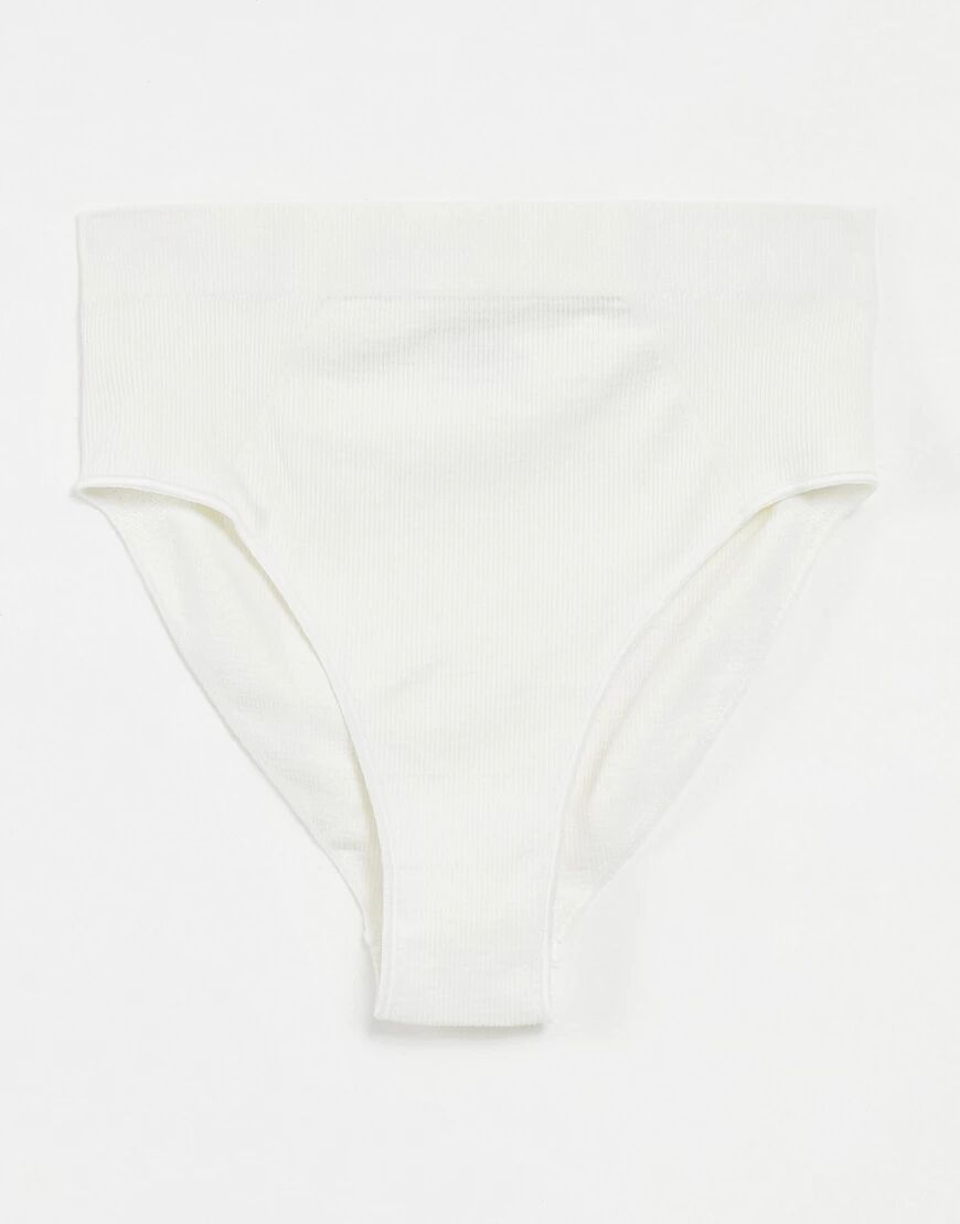 Les Girls Les Boys premium jersey rib high waist thong in white  White