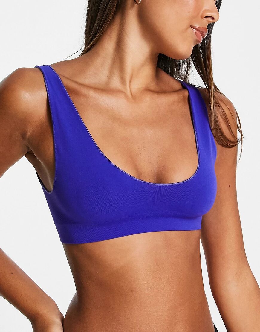 Les Girls Les Boys semi sheer crop bralette in cobalt-Blue  Blue