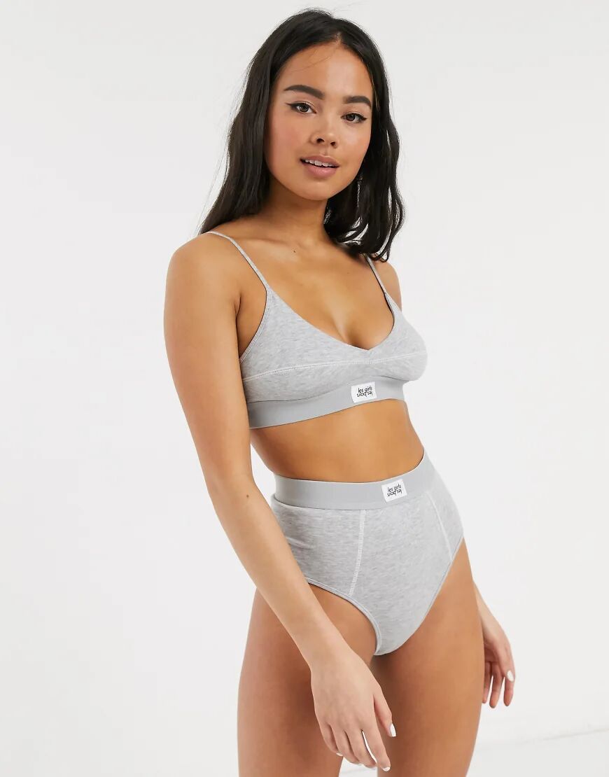 Les Girls Les Boys ultimate comfort patch logo high waist knickers in grey  Grey